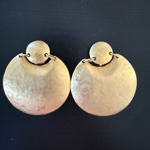 Kenneth Jay Lane Gold-Tone Hammered Disc Drop Clip On Earrings
